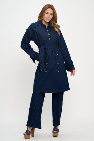 Denim trench jacket