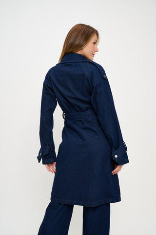 Back of Denim Trench Jacket