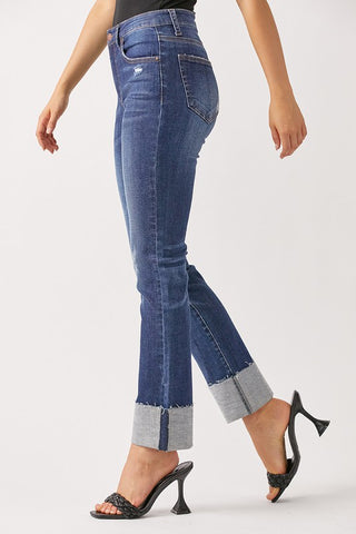 Cuffed Straight Leg Jeans