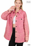 Rose colored Acid Washed Jacket
