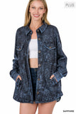 Sapphire colored mineral washed jacket