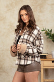Plaid Jacket with Sherpa Trimmed Sleeves