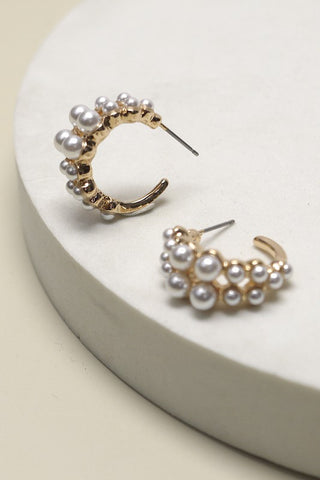 Double Row Pearl Hoop Earrings