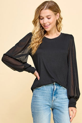 Celeste Shimmer Sleeve Top