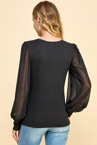 Celeste Shimmer Sleeve Top