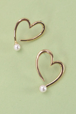 Heart with Pearl Earrings