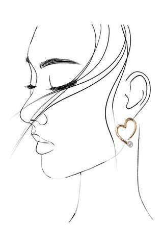 Heart with Pearl Earrings