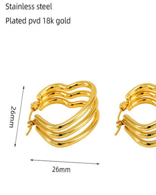 Triple Row Heart Hoop Earrings