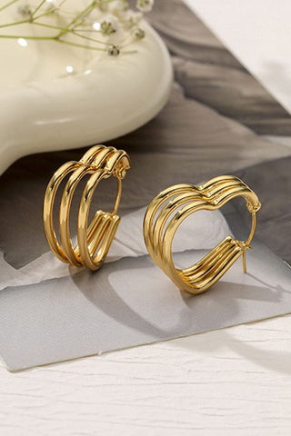 Triple Row Heart Hoop Earrings