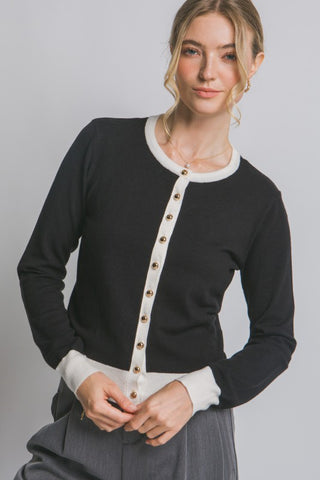Contrast Trim Cardigan