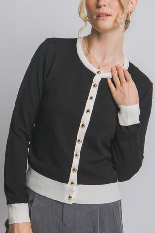 Contrast Trim Cardigan