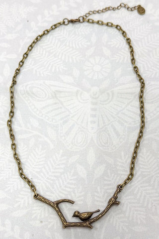 Bird on a branch necklace