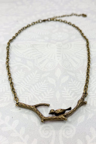Bird on a branch necklace
