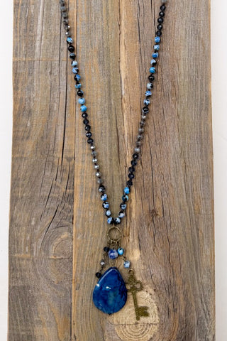 Blue natural stone necklace