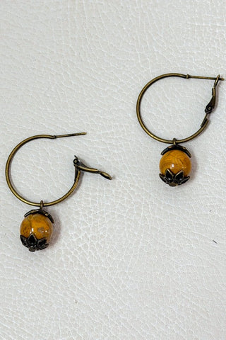 Hoop earrings with stone bead