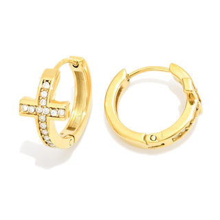 Cross Huggie Earrings
