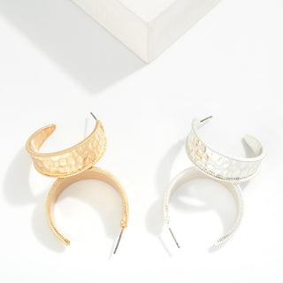 Silver and Gold textured hoop earrings