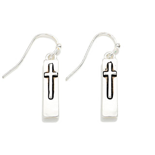 Silver cross earrings