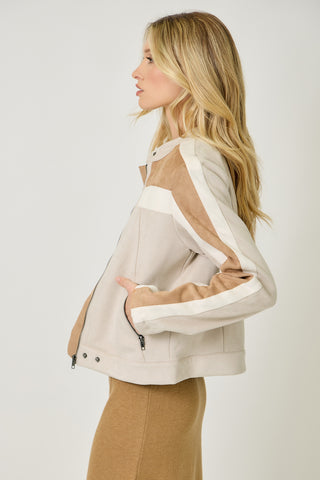 Cityscape Faux Suede Moto Jacket