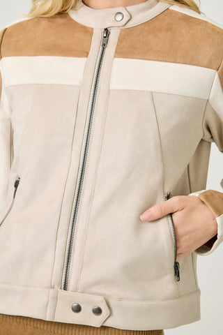 Cityscape Faux Suede Moto Jacket