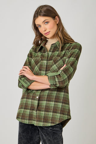 Cactus Plaid Shirt Jacket