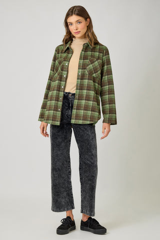 Cactus Plaid Shirt Jacket