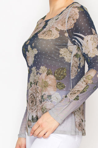 Twilight Bloom Mesh Top