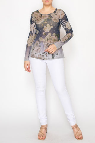 Twilight Bloom Mesh Top