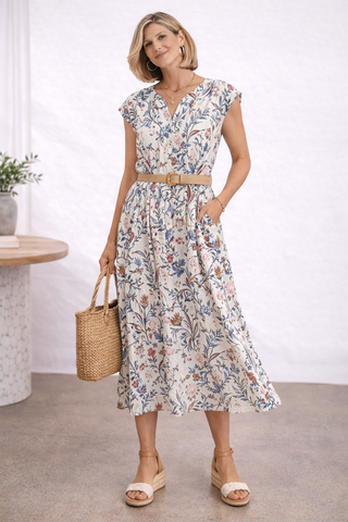 Autumn Garden Belted Dress XL Autumn Garden Belted Dress XL
