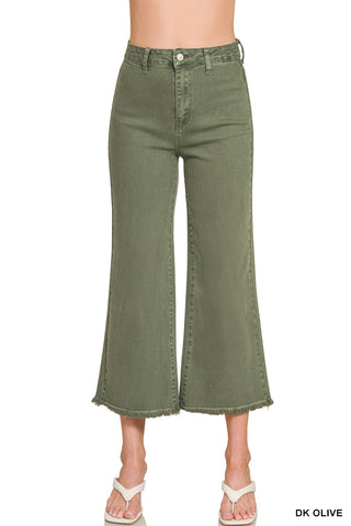 Dark Olive Cropped Jeans
