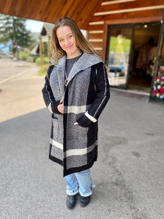 Black & White Angora Blend Cardigan