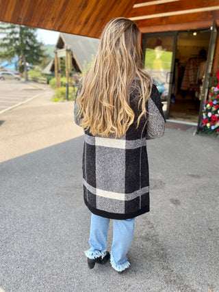 Black & White Angora Blend Cardigan