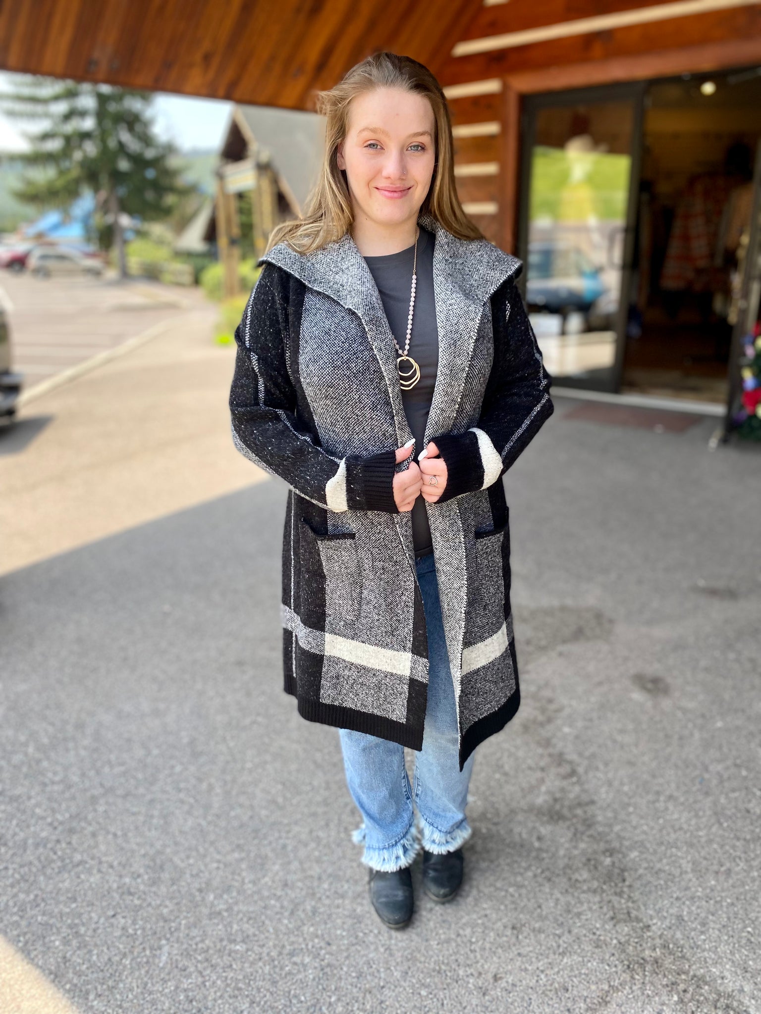 Black White Angora Blend Cardigan Cashmere Clothing Co