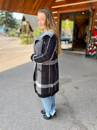 Black & White Angora Blend Cardigan