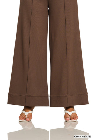 Bottom of wide leg brown pants