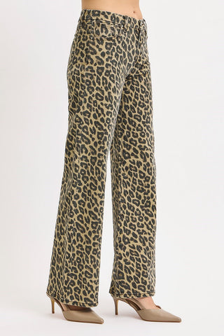 Leopard print pants on a white background