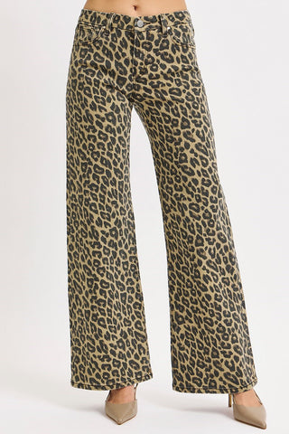 Leopard print pants on a white background