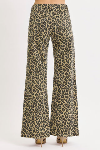 Leopard print pants on a white background