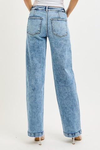 Back view of a woman wearing jeans