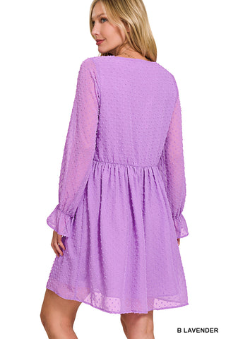 Lilac Swiss Dot Dress Back