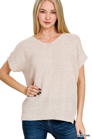 Heathered Mocha Linear Luxe Sweater