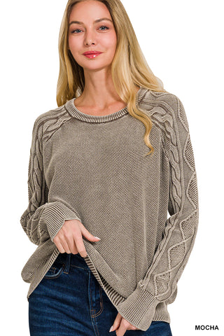 Mocha Drift Cable Sleeve Sweater