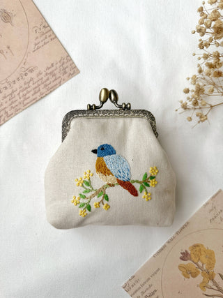 Bird Embroidered Coin Purse