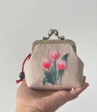 Tulip Embroidered Coin Purse