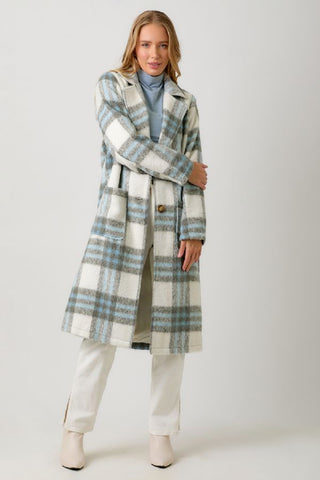 Fuzzy Plaid Coat