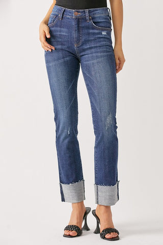 Cuffed Straight Leg Jeans