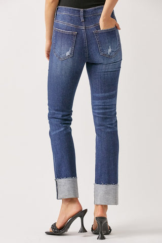 Cuffed Straight Leg Jeans