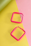 Hot Pink Square Hoop Earrings