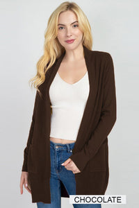Chocolate Open Front Cardigan