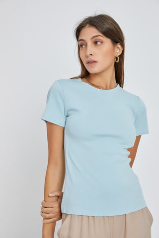 Basic Short Sleeved Slub Top